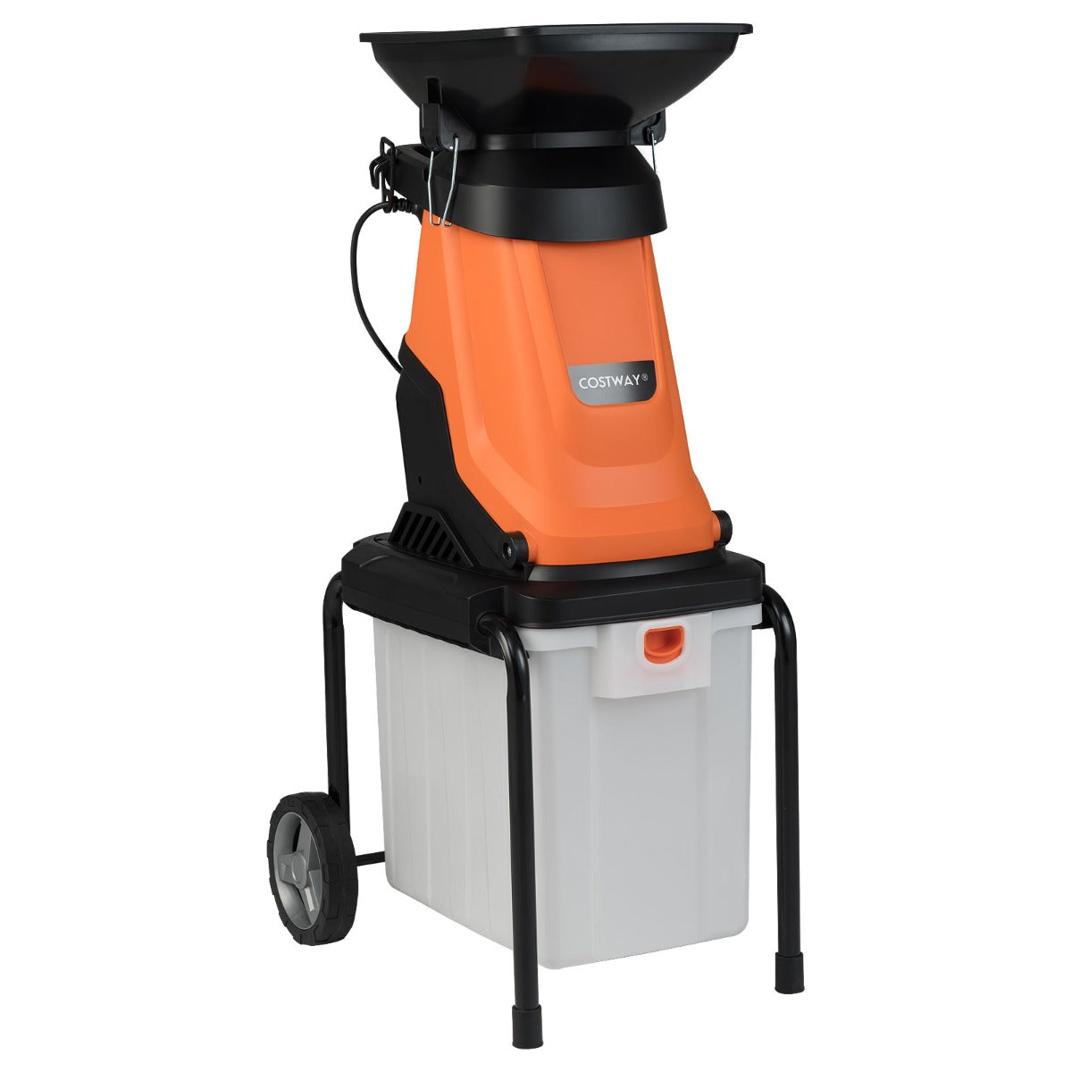 Livsk costway elektrische hakselaar 3000 w tuinversnipperaar met opvangbak van 50 liter oranje