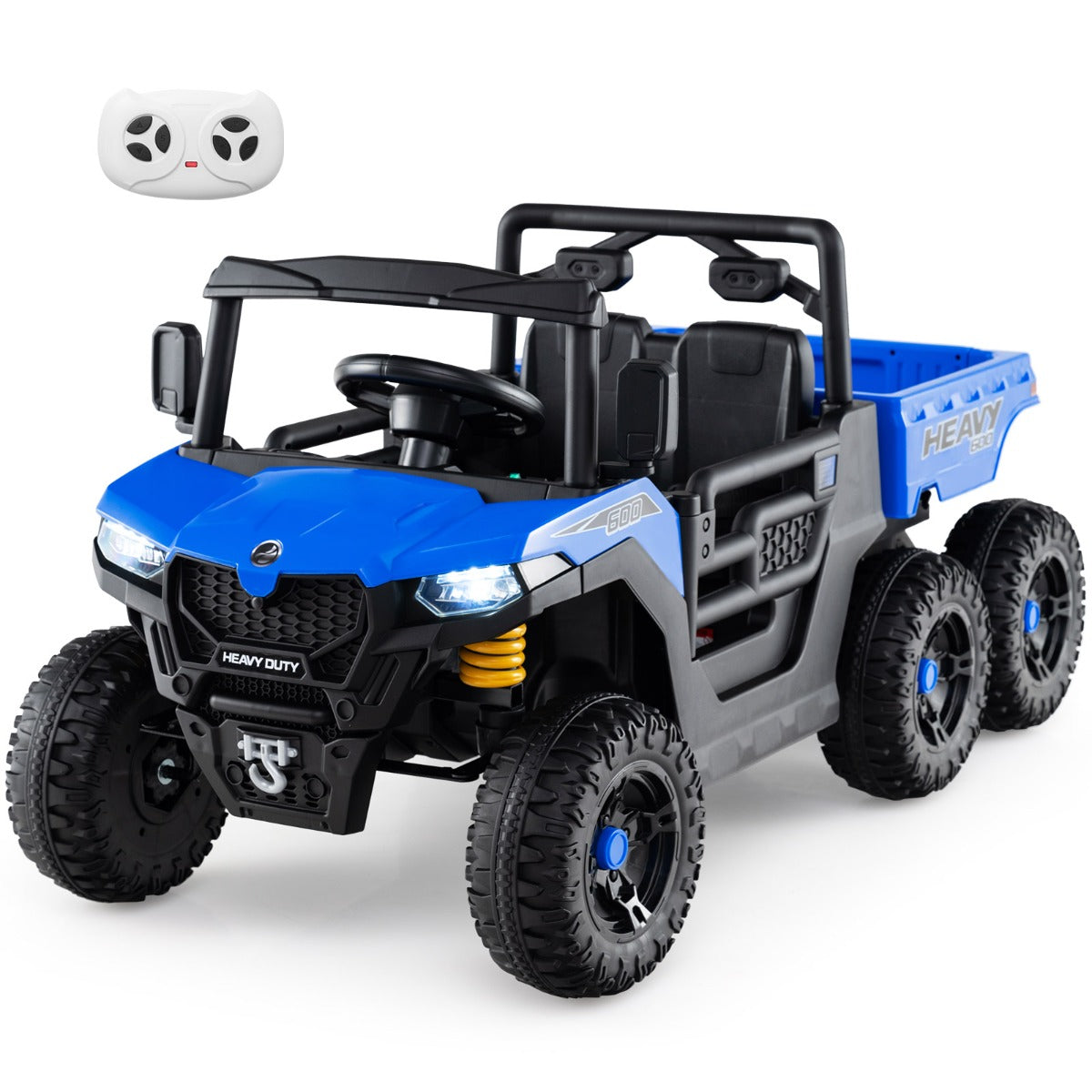 Livsk costway elektrische kiepwagen 24v elektrische auto met kiepbak afstandsbediening muziek verhalen marineblauw 1 1