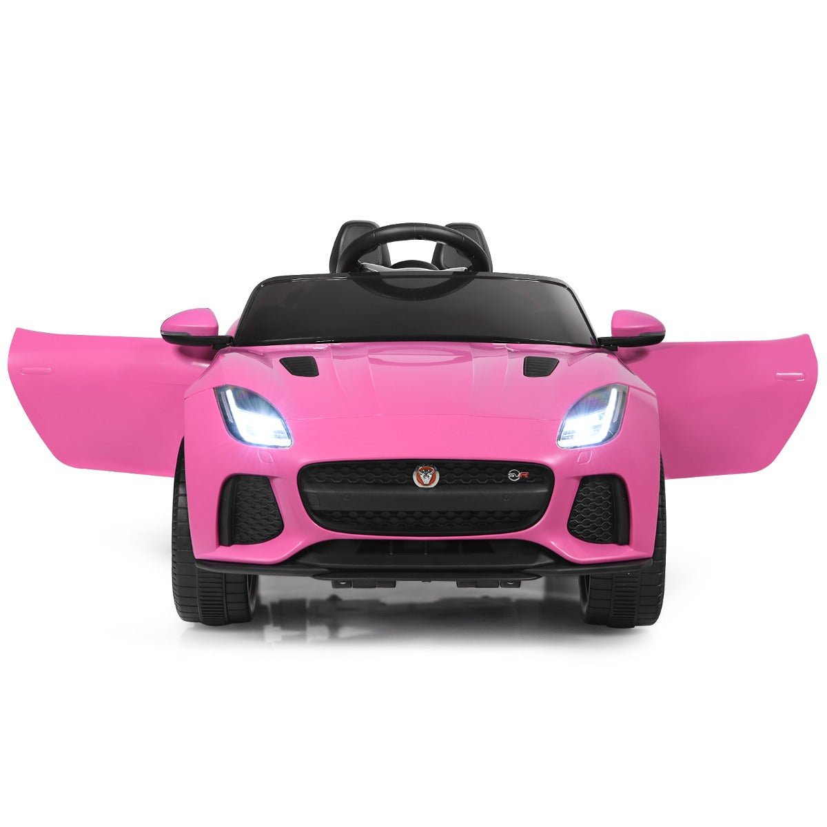 LIVSK Elektrische Jaguar Kinderauto met Afstandsbediening - Realistische Koplampen - Muziek & Verhalen - Veiligheidsgordel - Roze