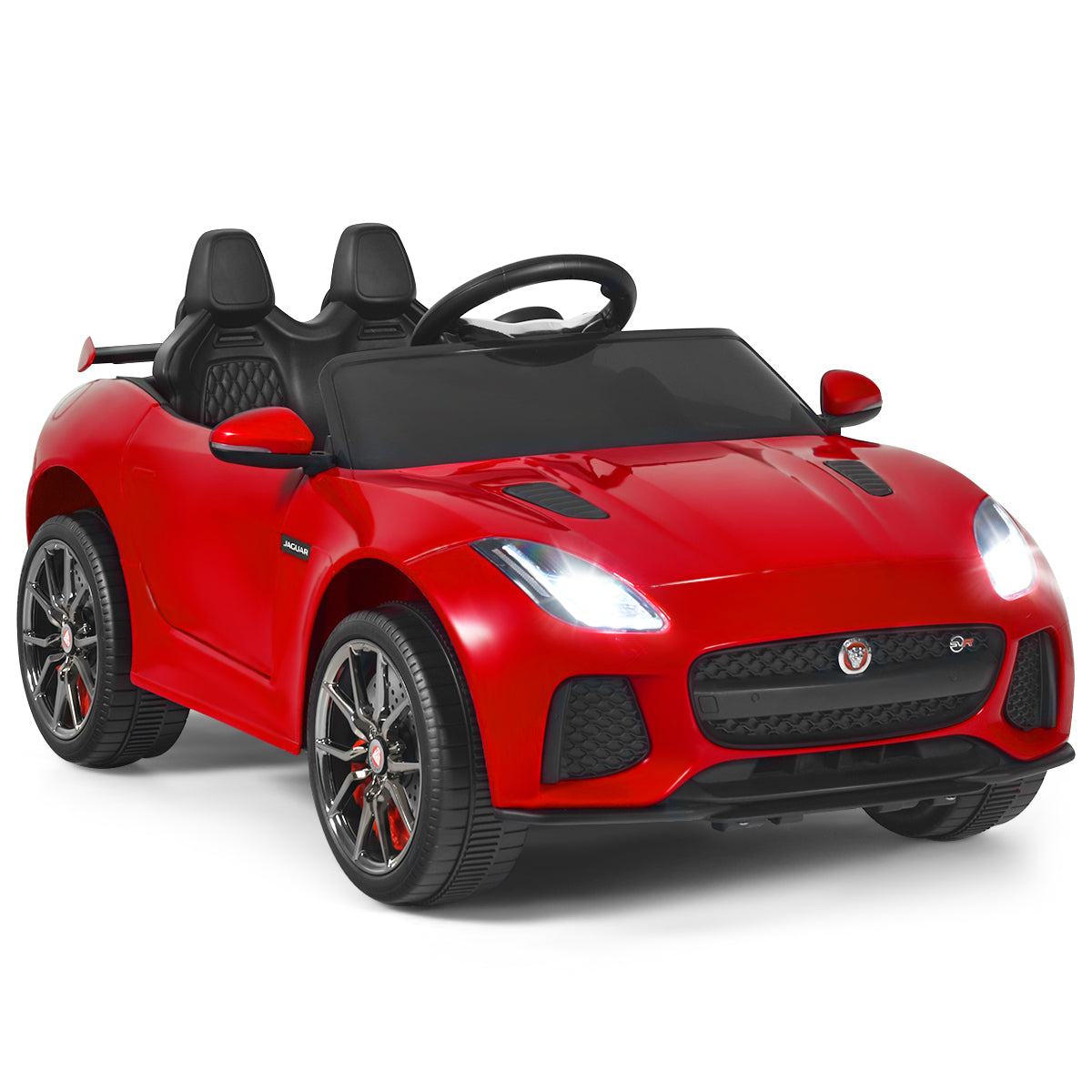 LIVSK Jaguar Kinderauto - Elektrisch met Afstandsbediening - Muziekfunctie - Veiligheidsriem - Tot 25 kg - Rood
