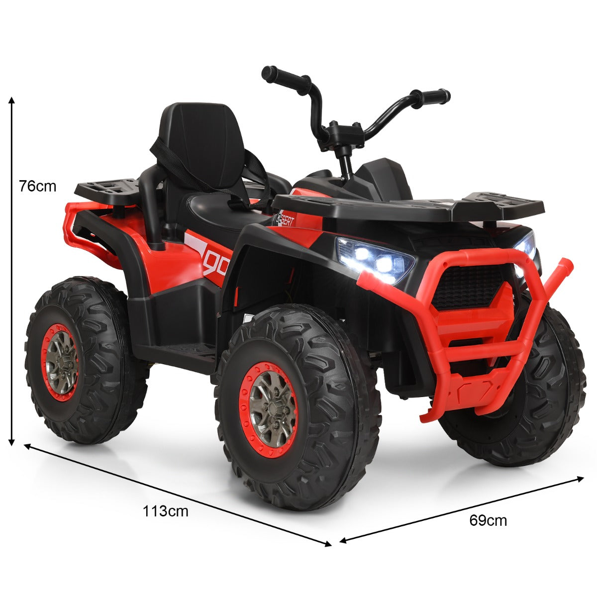 LIVSK Elektrische Quad voor Kinderen - Eenvoudige Bediening - Ingebouwde Muziek - Geschikt voor Elk Terrrein - Tot 50 kg - Zwart