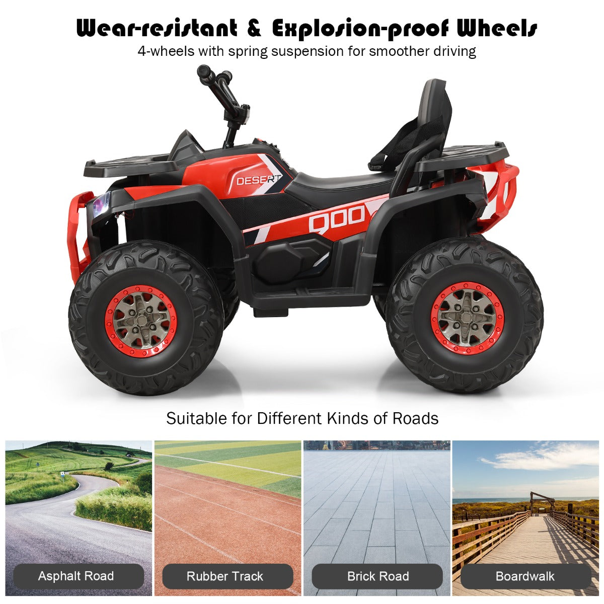 LIVSK Elektrische Quad voor Kinderen - Eenvoudige Bediening - Ingebouwde Muziek - Geschikt voor Elk Terrrein - Tot 50 kg - Zwart