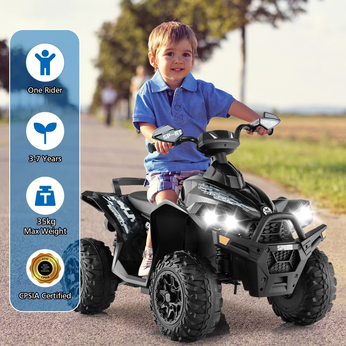 Livsk costway elektrische quad voor kinderen 12 v met muziek claxon en led koplamp kinderquad 22 43 km u voor peuters vanaf 3 jaar