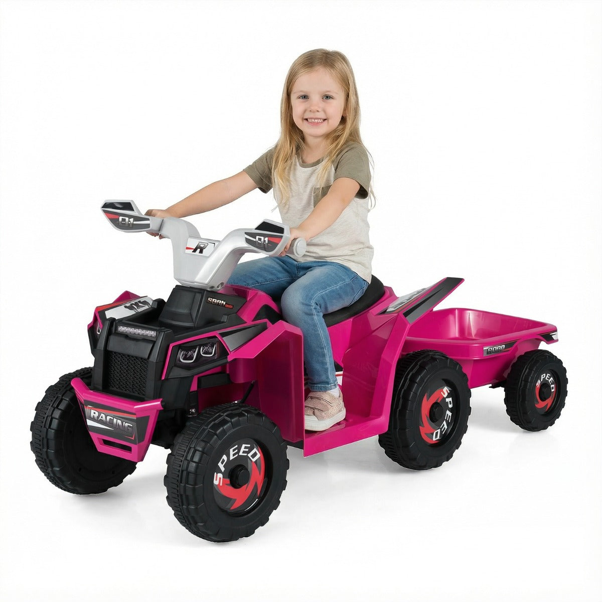 Livsk costway elektrische quad voor kinderen 6 v quad voor kinderen 2 3 km u roze