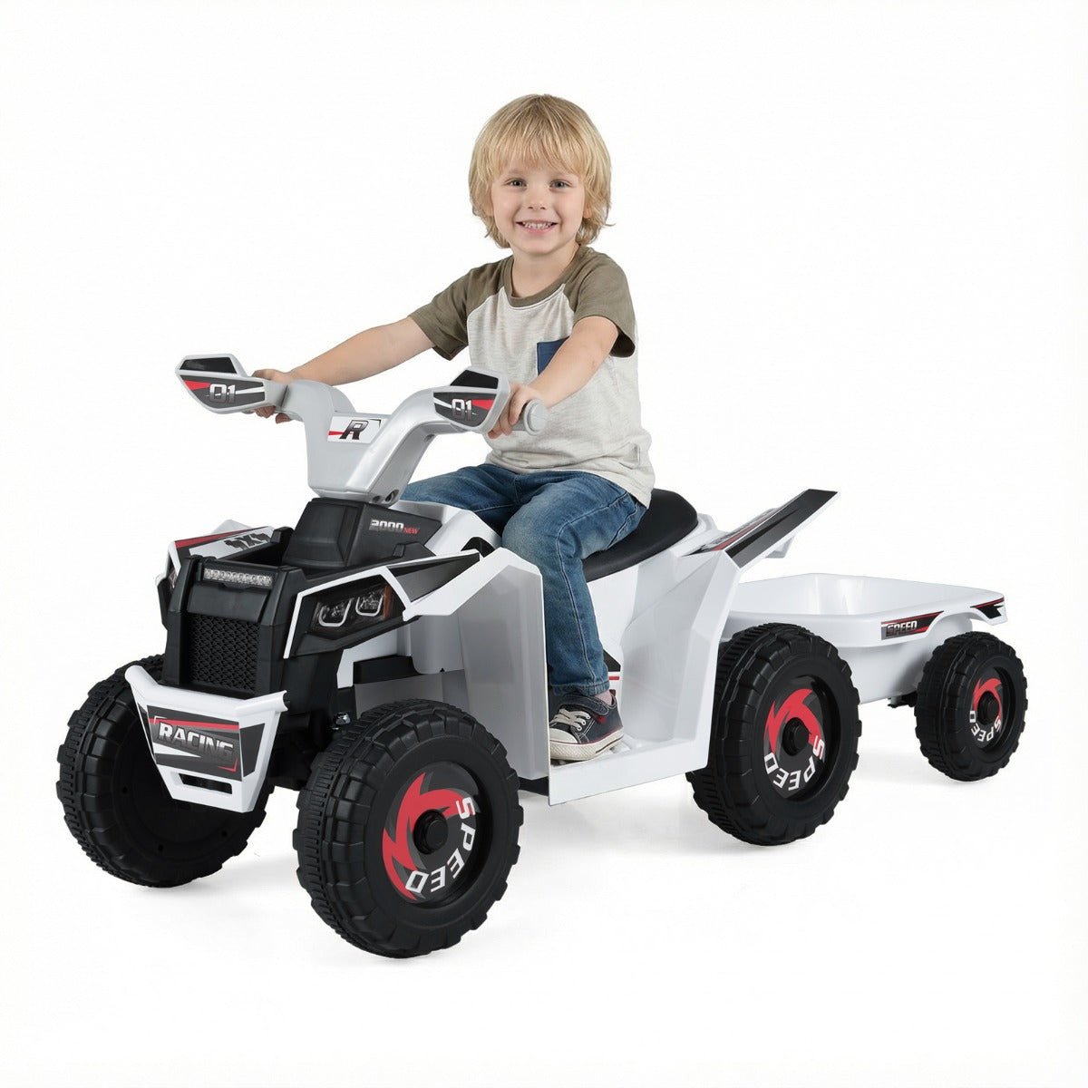 Livsk costway elektrische quad voor kinderen 6 v quad voor kinderen 2 3 km u wit