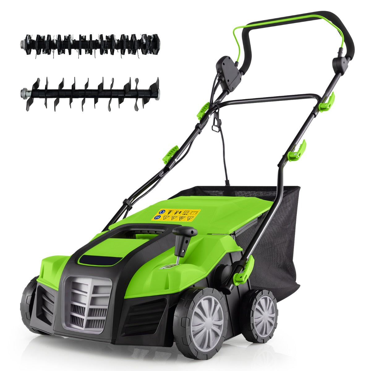 LIVSK Elektrische Gazonbeluchter en Verticuteermachine - 2-in-1 met 40 cm Maaibreedte - Veiligheidsfuncties - 55 L Graszak -
