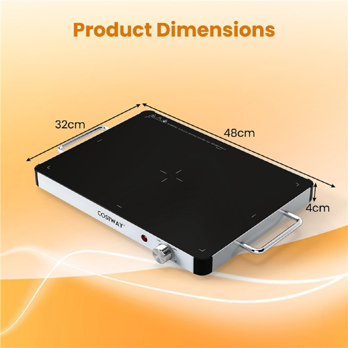 LIVSK Draagbare Voedselwarmhouder - Instelbare Temperatuur - Glazen Oppervlak 61 x 42 x 4 cm - Oververhittingsbeveiliging - Zwart