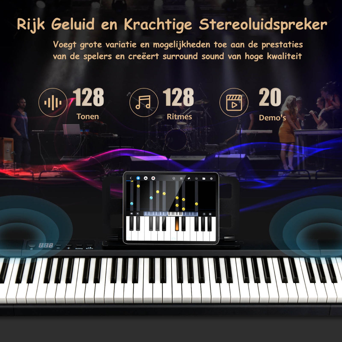 LIVSK Digitale Piano 88 Toetsen - Gewichtsgevoelige Toetsen - MIDI/USB/Bluetooth - Inclusief Sustainpedaal - Zwart/Wit