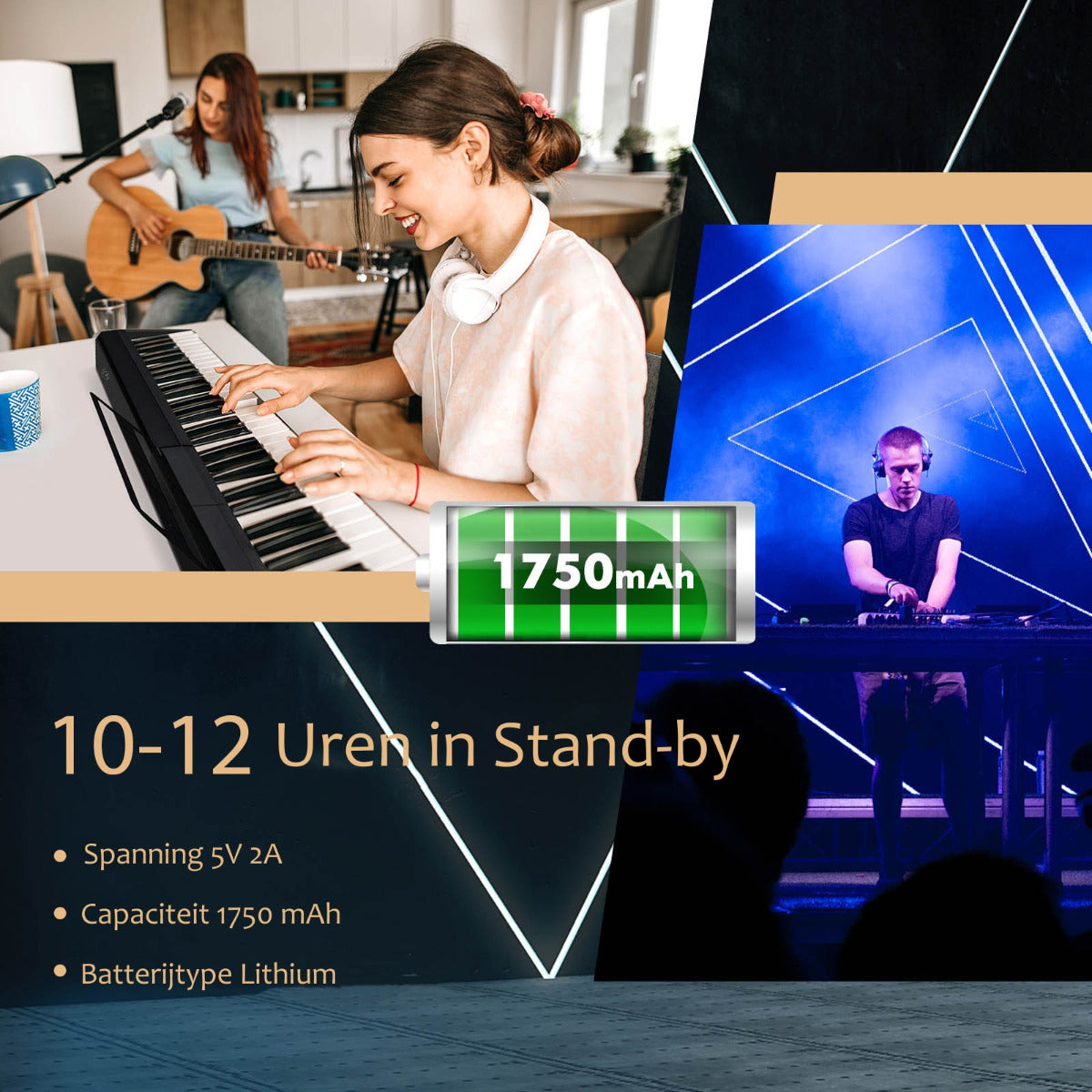 LIVSK Digitale Piano 88 Toetsen - Gewichtsgevoelige Toetsen - MIDI/USB/Bluetooth - Inclusief Sustainpedaal - Zwart/Wit