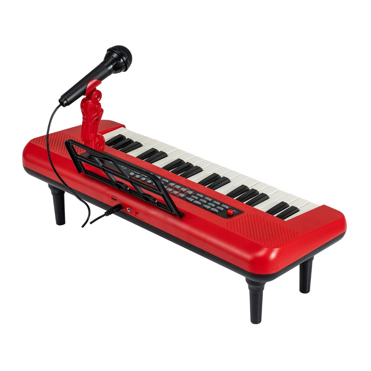 Livsk costway elektronische piano met 37 toetsen voor kinderen draagbaar instrument met microfoon muziekstandaard en afneembare standaard rood 1 1