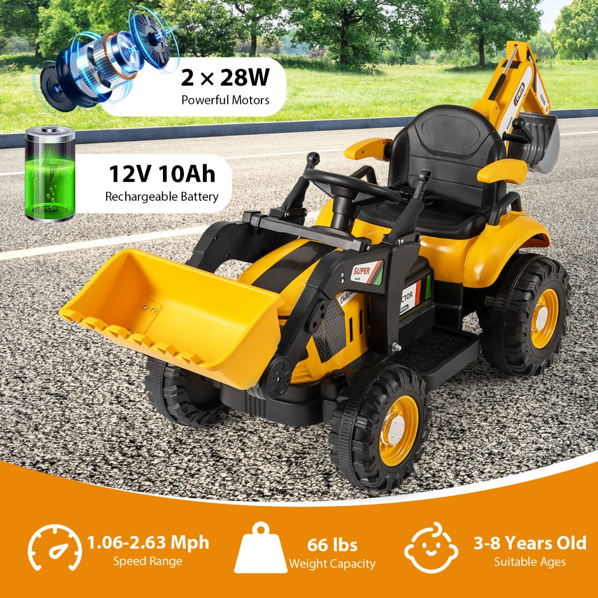 LIVSK 4 - in - 1 Rijdende Tractor met Aanhanger - Afstandsbediening - Handmatig en Elektrisch - Voor Kinderen van 3 - 8 jaar