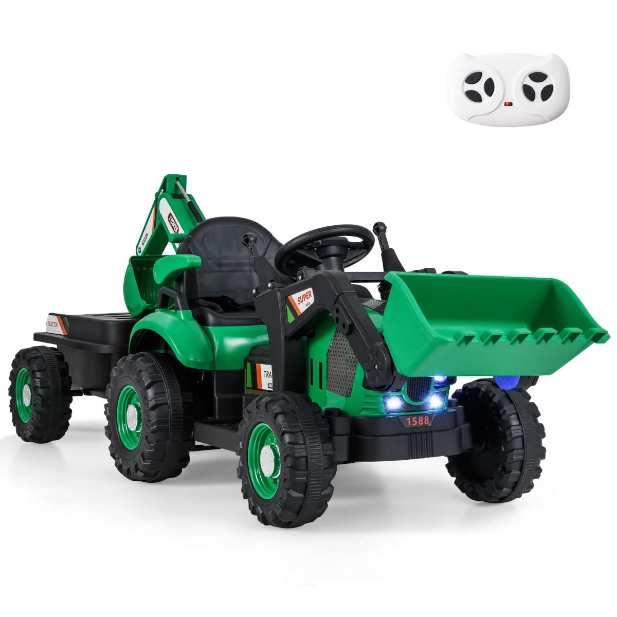 LIVSK 4 - in - 1 Rijdende Tractor met Afstandsbediening - Tractor, Graafmachine, Bulldozer - Veiligheidsgordel - Voor Kinderen 3