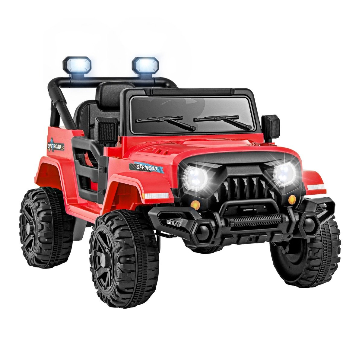 LIVSK Kindertruck met Afstandsbediening - 12V Accu - 2 Motoren - Terreinbanden - LED-verlichting - Tot 30 kg - Rood