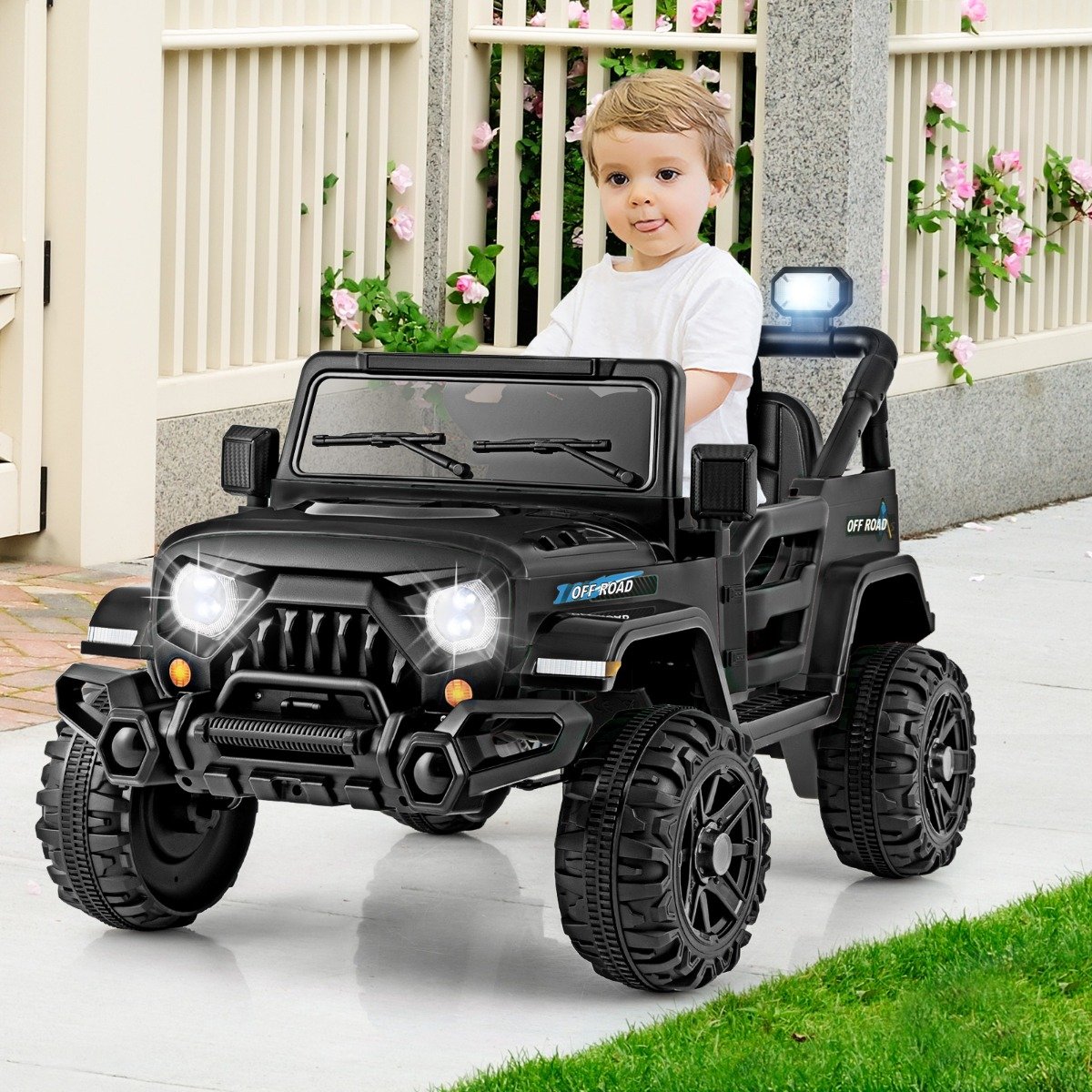 LIVSK Elektrische Kindertruck - Afstandsbediening - Off-road Wielen - LED Verlichting - Voor Kinderen vanaf 3 jaar - Zwart