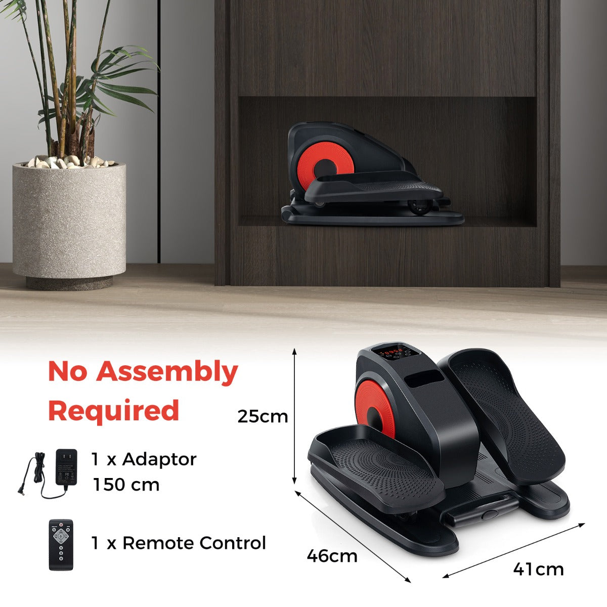 LIVSK Elliptical-trainer voor onder het bureau - 2-in-1 Automatisch en Handmatig - Compact en Stil - Zwart