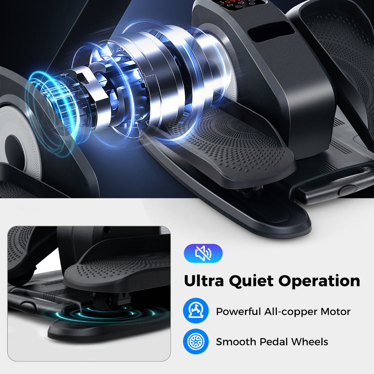 Livsk costway elliptische trainer voor onder het bureau elektrische elliptische beentrainer met scherm en afstandsbediening 3