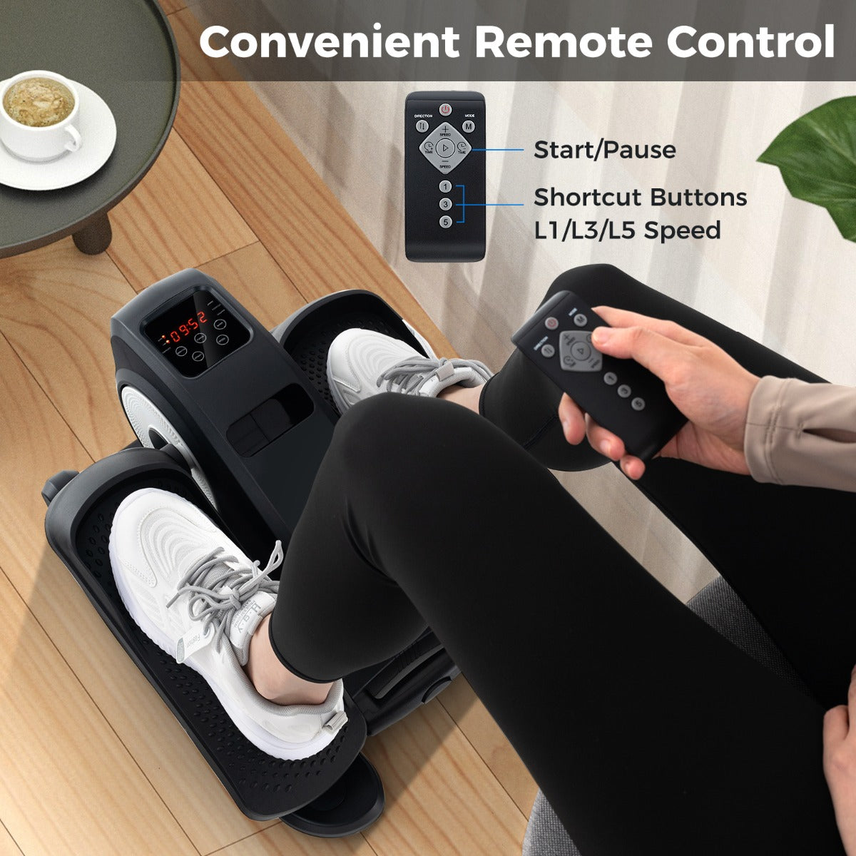 Livsk costway elliptische trainer voor onder het bureau elektrische elliptische beentrainer met scherm en afstandsbediening 4