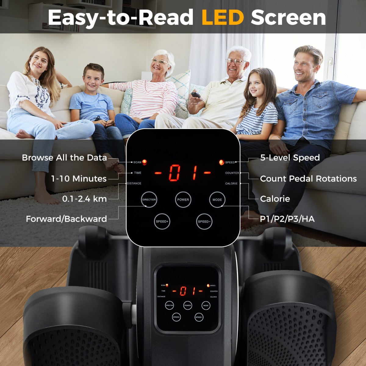 Livsk costway elliptische trainer voor onder het bureau elektrische elliptische beentrainer met scherm en afstandsbediening 6