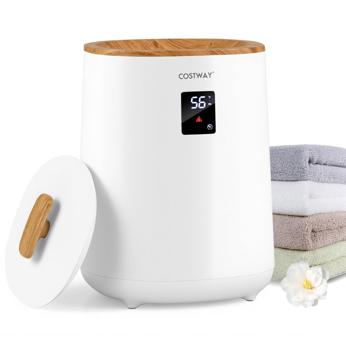 Livsk costway emmer handdoekverwarmer voor de badkamer 18 liter grote dekenverwarmer met led display en automatische uitschakeling
