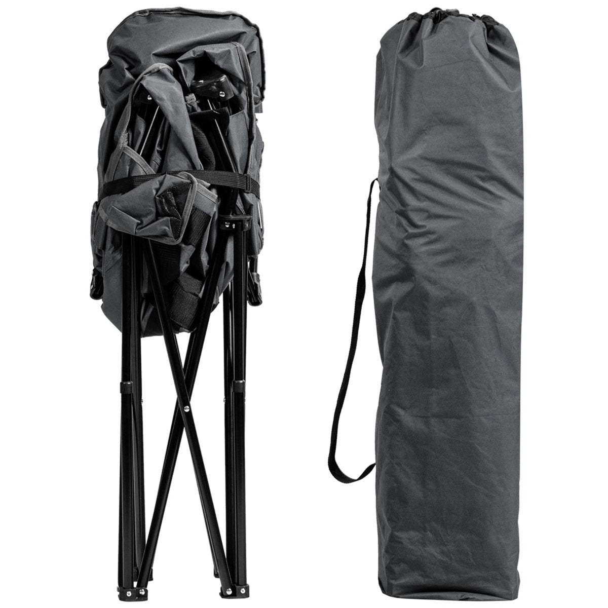 LIVSK Opvouwbare Campingstoel met Bekerhouder - Ademend Oxford - Stabiel IJzeren Frame - Draagkracht tot 135 kg - Bruin