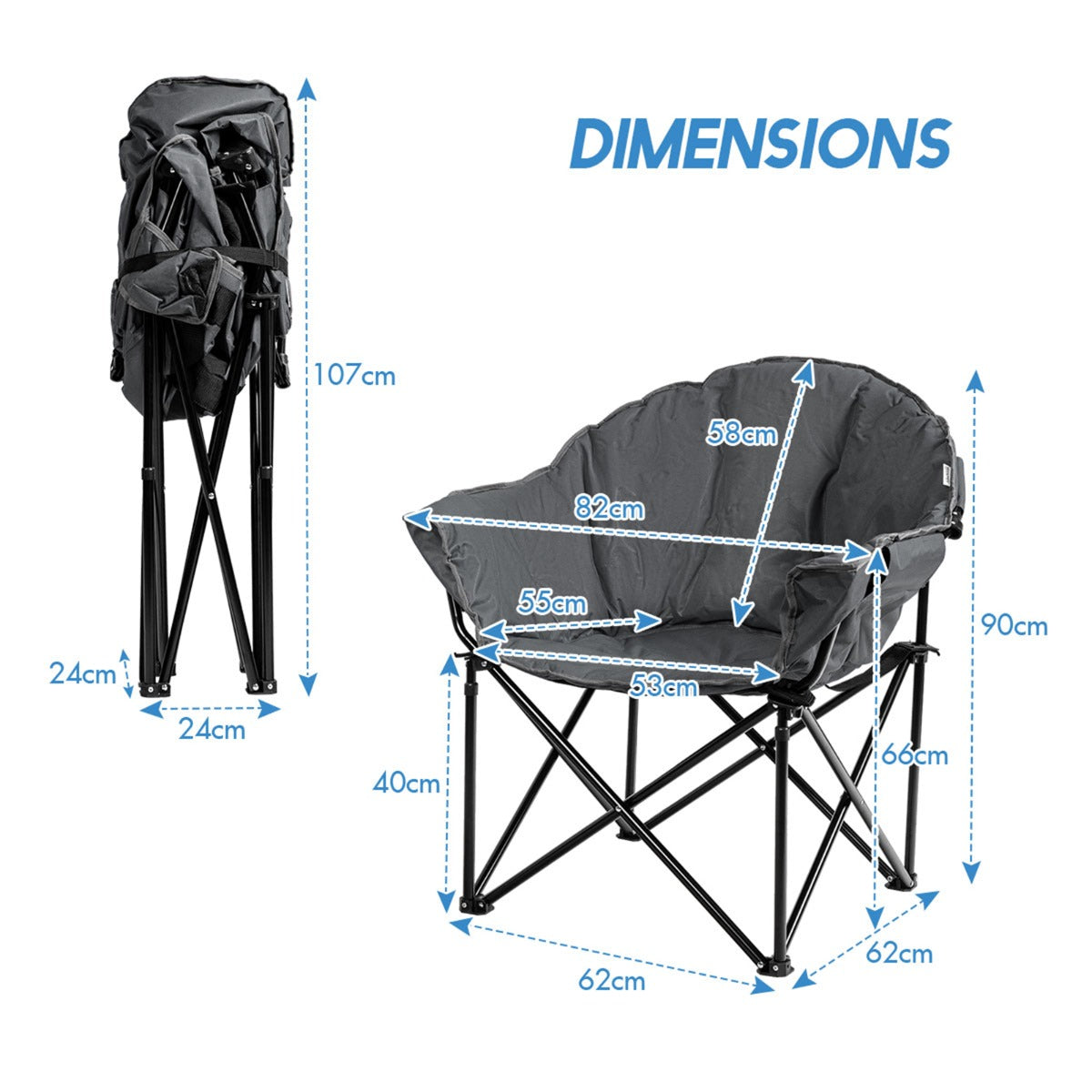 LIVSK Opvouwbare Campingstoel met Bekerhouder - Ademend Oxford - Stabiel IJzeren Frame - Draagkracht tot 135 kg - Bruin