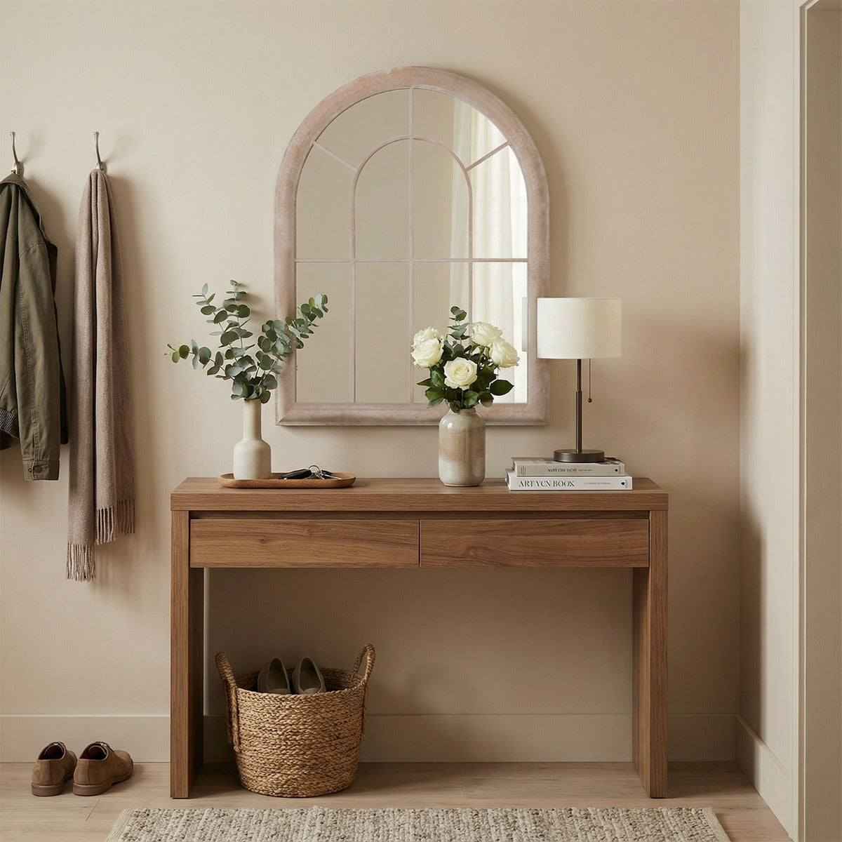 Livsk costway farmhouse raamkozijnspiegel gebogen wandspiegel met metalen frame 88 x 695 cm 6