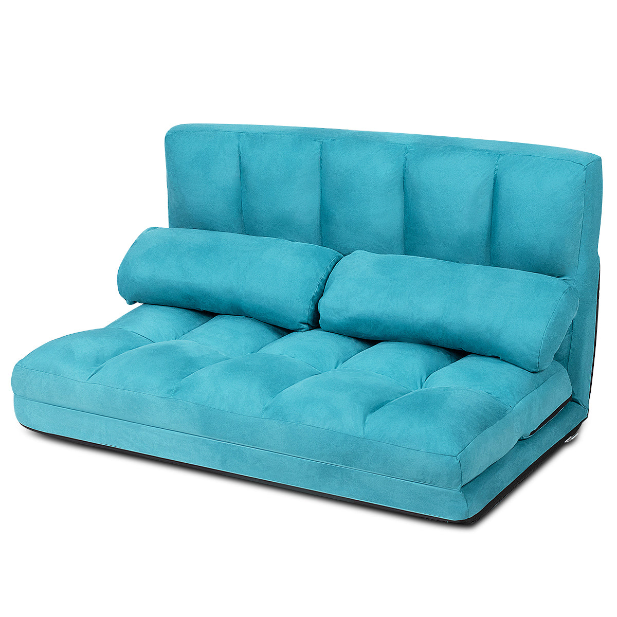 LIVSK Verstelbare Vloerbank met Kussens - Opvouwbaar - 6 Rugstanden - Premium Stalen Frame - Tot 150 kg - Blauw