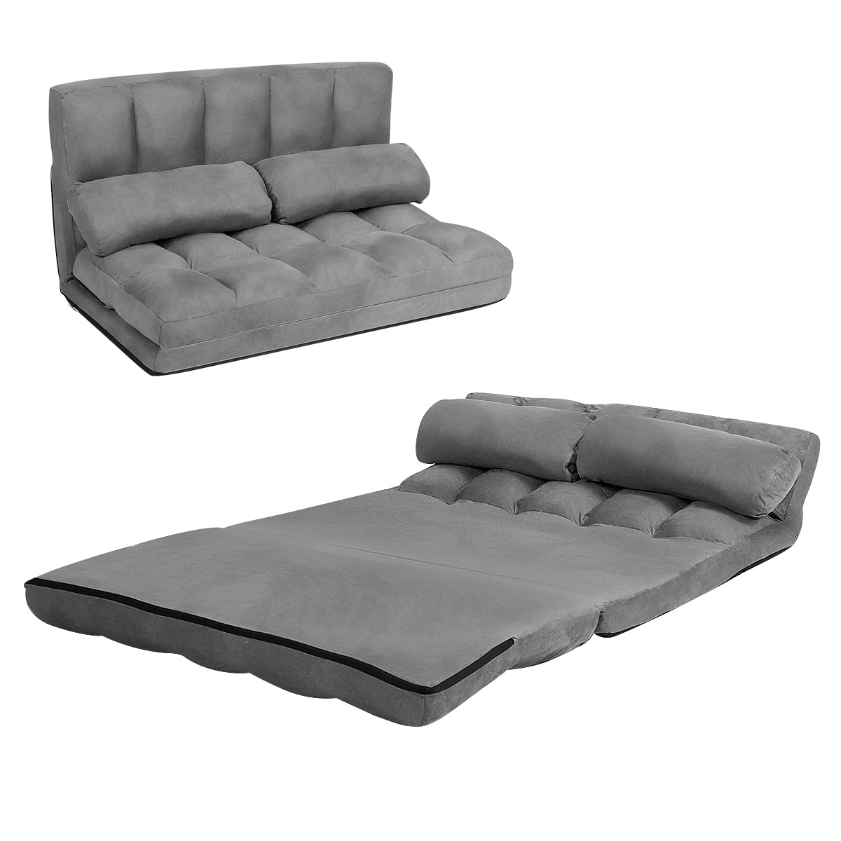 LIVSK Verstelbare Vloerbank - Opvouwbaar Ontwerp - Premium Stalen Frame - 6 Rugposities - Tot 150 kg - Grijs
