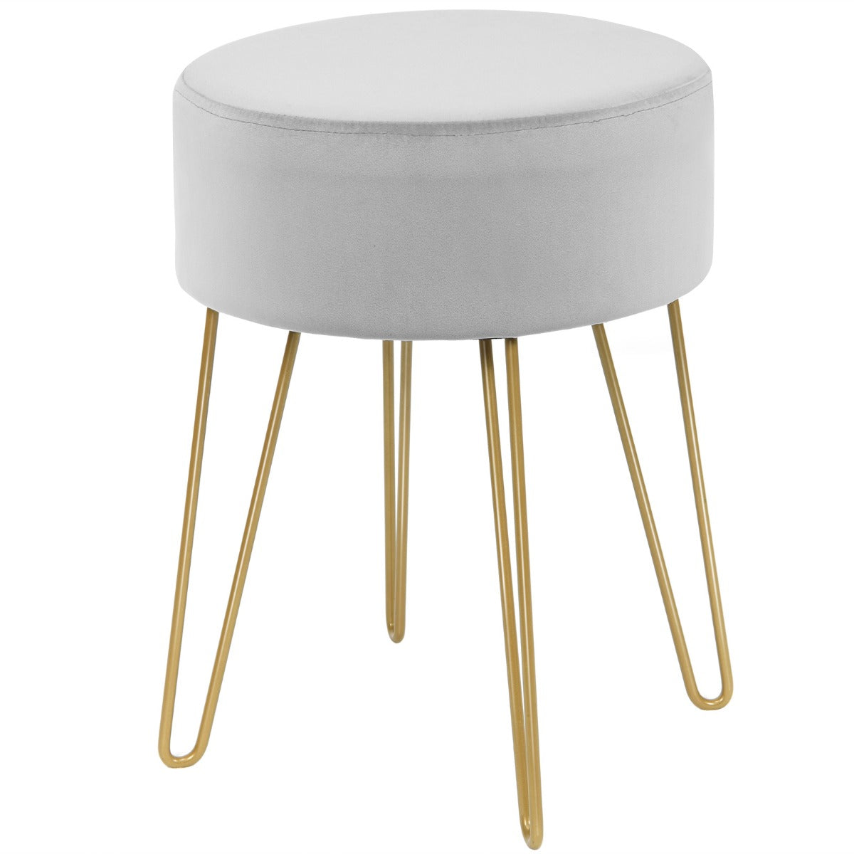 LIVSK Fluwelen Voetenbank met Voetsteun - Belastbaar tot 100 kg - Modern en Comfortabel - Voor Woonkamer en Slaapkamer - Grijs