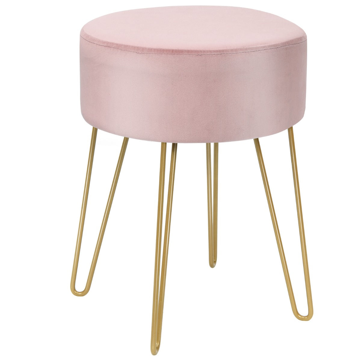 LIVSK Fluwelen Voetenbank - Robuust MDF en Staal - Comfortabel en Stijlvol - Tot 100 kg - 39 x 39 x 46 cm - Roze
