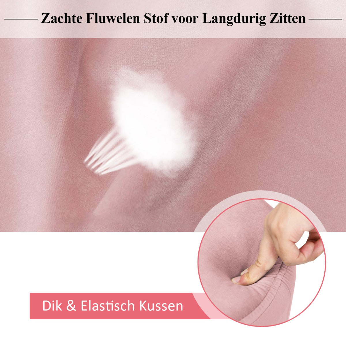 LIVSK Fluwelen Voetenbank - Robuust MDF en Staal - Comfortabel en Stijlvol - Tot 100 kg - 39 x 39 x 46 cm - Roze