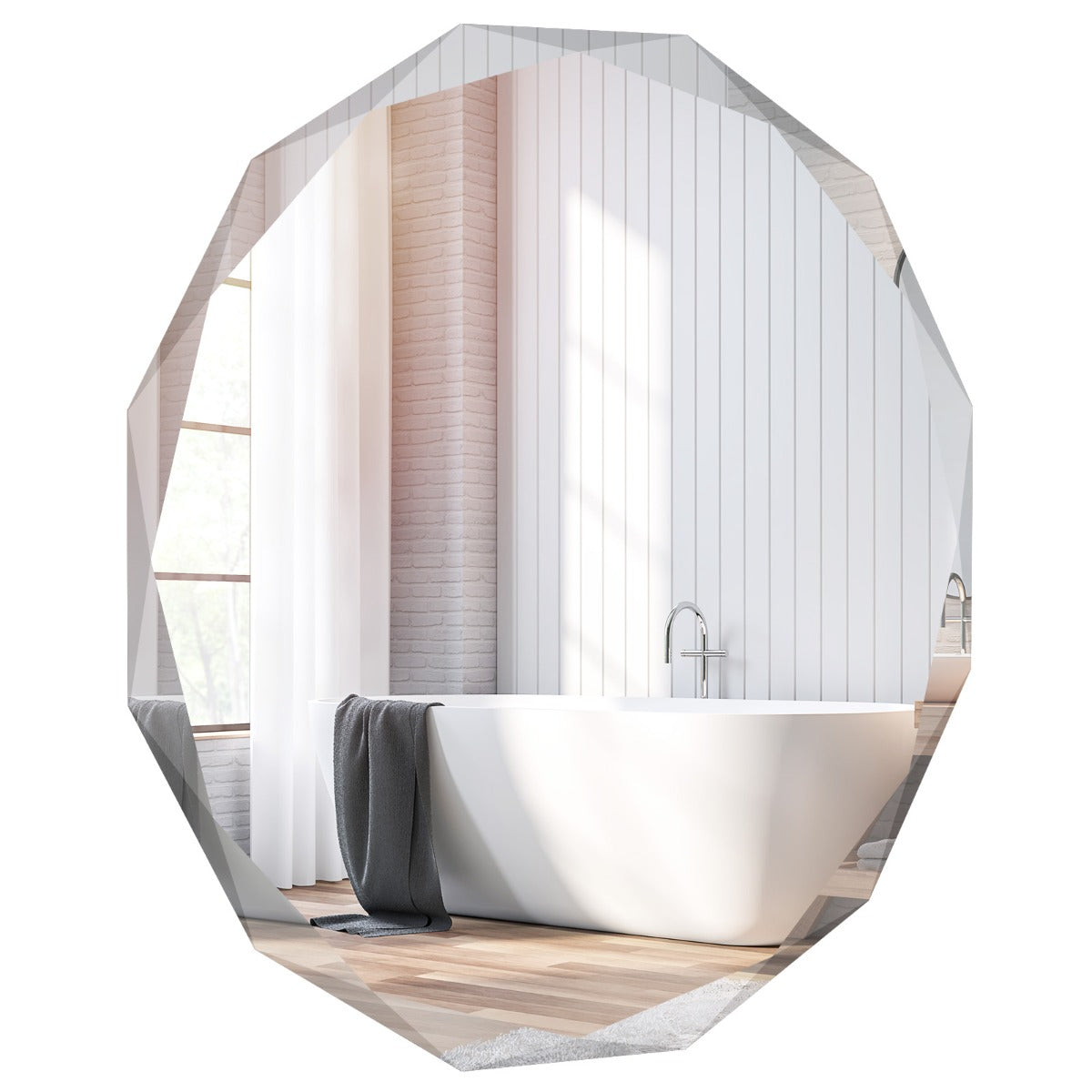 LIVSK Decoratieve Wandspiegel - Veilig HD-glas - Eenvoudige installatie - 76 x 76 cm - Rond - Zilver