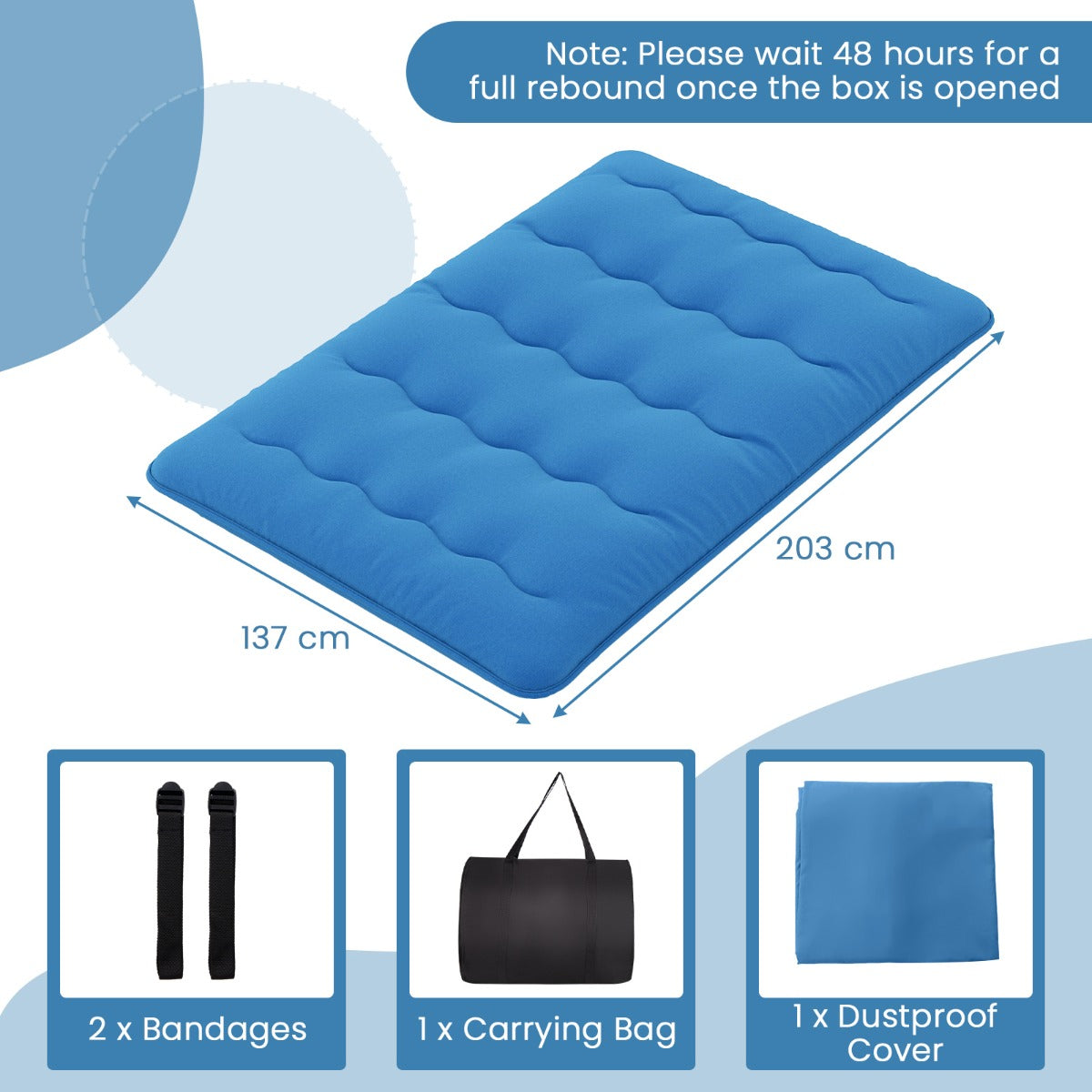 LIVSK Vloer-Futon-Matras - Draagbaar en Veelzijdig - Wasbare Microvezelhoes - Comfortabele Polyester Vulling - 200 x 140 x 10 cm
