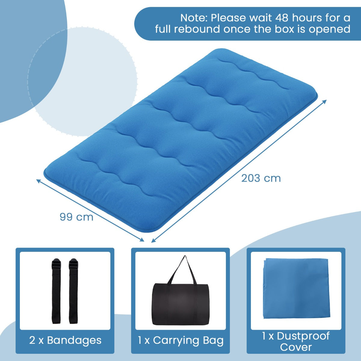 LIVSK Opvouwbare Vloermatras - Wasbare Microvezelhoes - Geschikt voor Kamperen en Spelen - 200 x 90 x 10 cm - Blauw