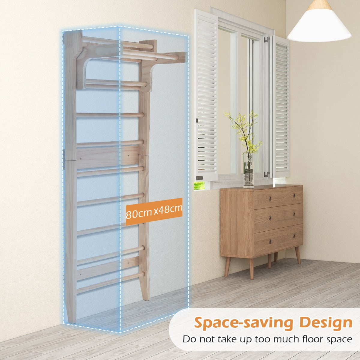 Livsk costway fysiotherapie en gymnastiekladder met 10 vaste sporten ladderwandset voor thuis fitnessstudios en revalidatiecentra 3