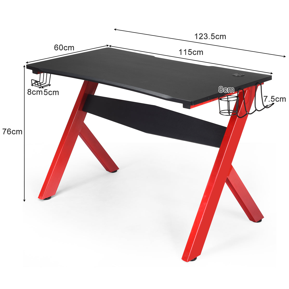 LIVSK Gamingbureau - Ruim Bureaublad - Hoofdtelefoonhouder - Bekerhouder - Tot 100 kg - 115 x 60 x 76 cm - Zoals afgebeeld