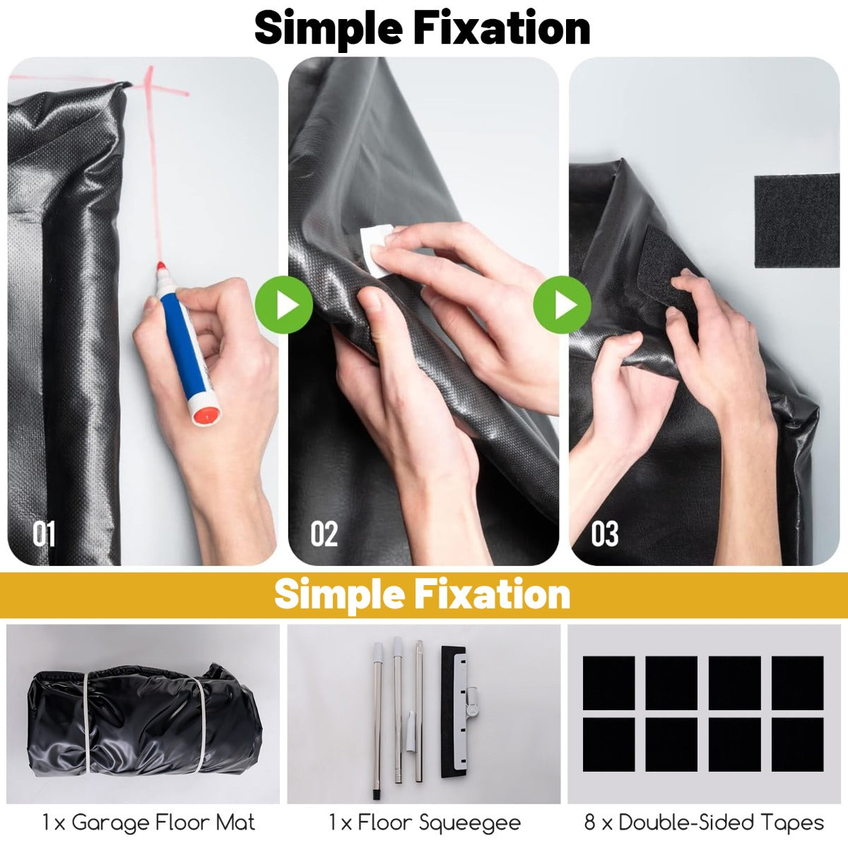 LIVSK Garage Mat - Waterdicht en Antislip - Inclusief Vloerwisser - Voor SUV's - 5,5 x 2,4 m - Zwart