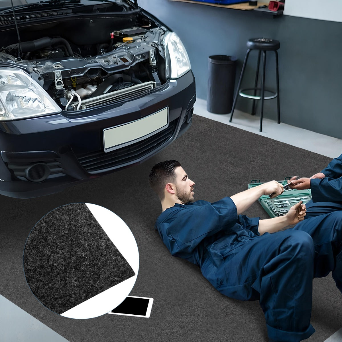 LIVSK Garagevloermat - Dubbelzijdig en Waterdicht - Absorbeert Vloeistoffen - Maatwerk mogelijk - 600/800 x 220 cm - Grijs