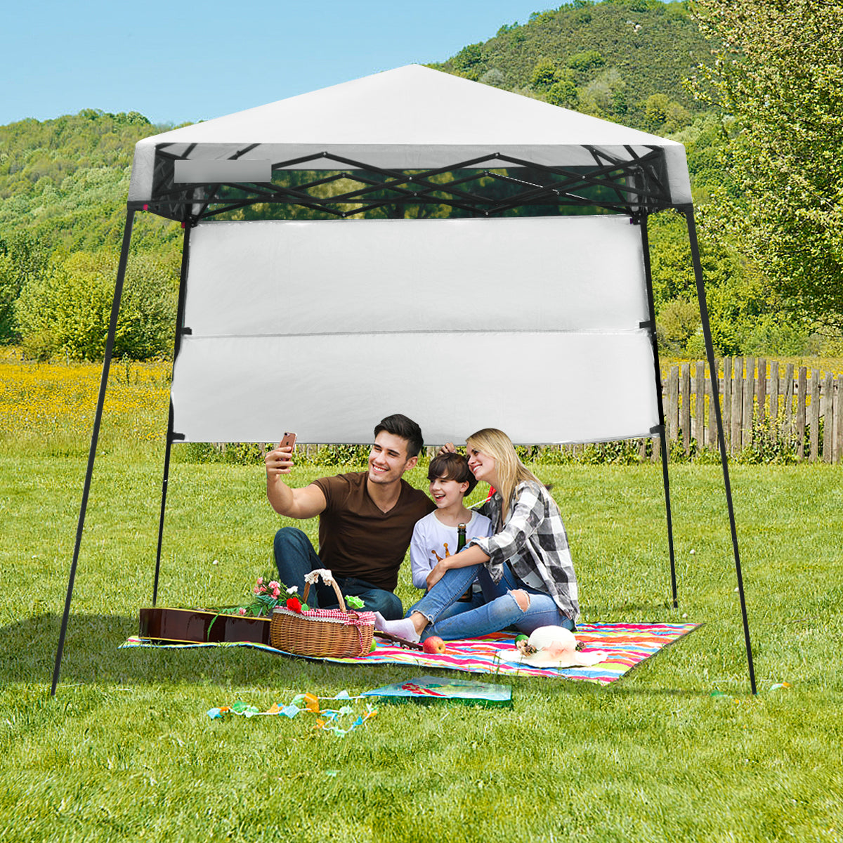 LIVSK Opvouwbare Partytent - Waterdicht - UV-bescherming - Verstelbare Stalen Poten - Inclusief Draagtas - 181 x 181 x 210 cm -