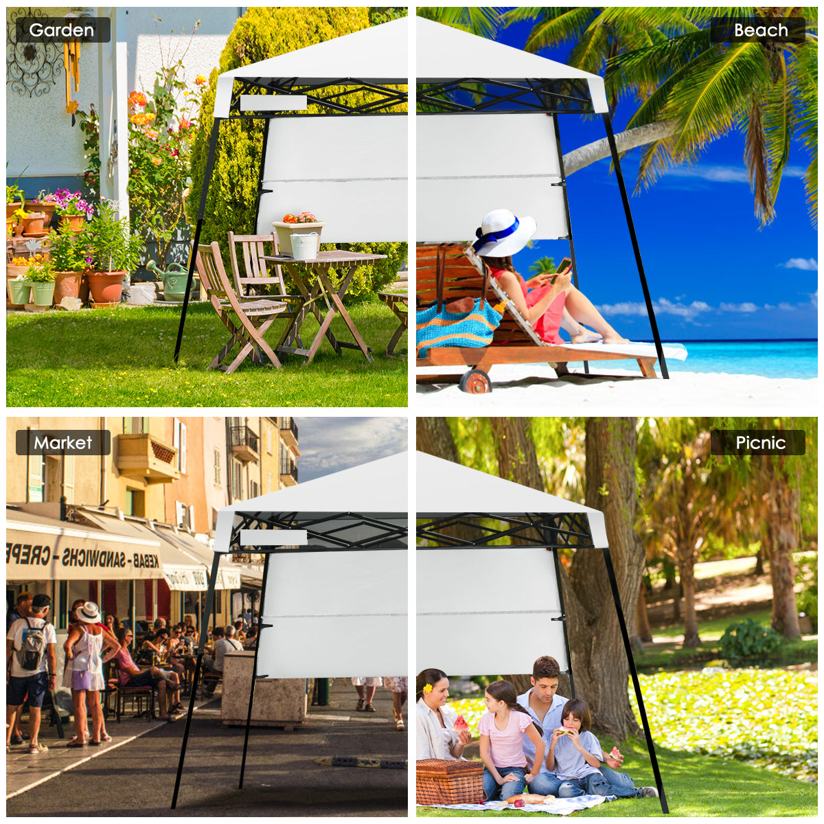 LIVSK Opvouwbare Partytent - Waterdicht - UV-bescherming - Verstelbare Stalen Poten - Inclusief Draagtas - 181 x 181 x 210 cm -