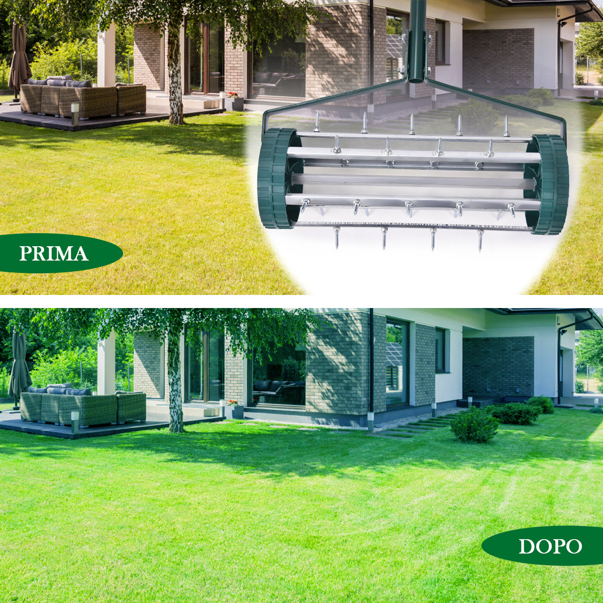 LIVSK Handmatige Verticuteermachine - 44 cm Brede Rol - Eenvoudig te Gebruiken - Efficiënte Beluchting - Groen