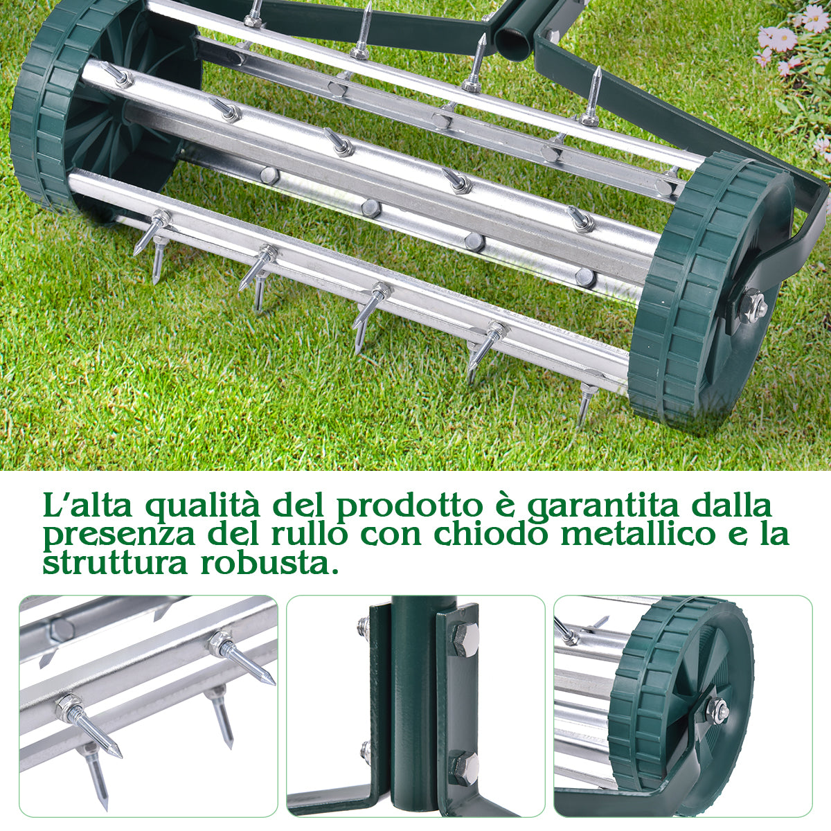 LIVSK Handmatige Verticuteermachine - 44 cm Brede Rol - Eenvoudig te Gebruiken - Efficiënte Beluchting - Groen