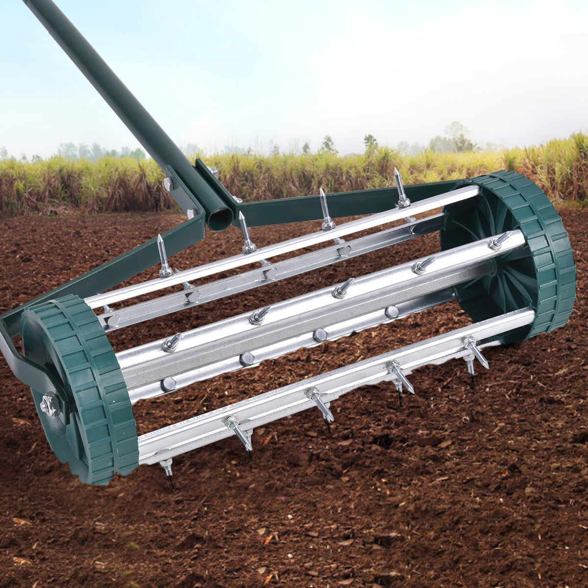 LIVSK Handmatige Verticuteermachine - 44 cm Brede Rol - Eenvoudig te Gebruiken - Efficiënte Beluchting - Groen