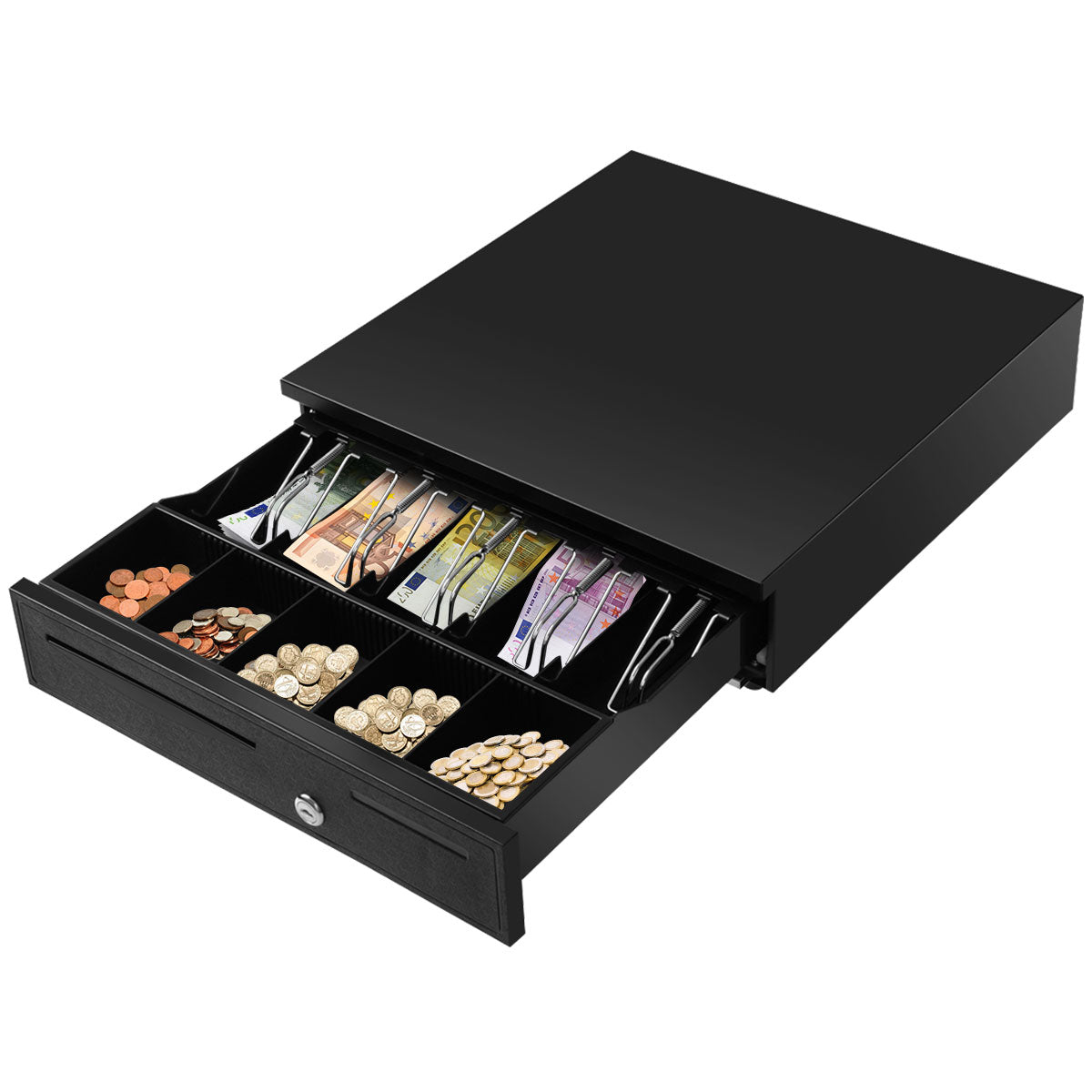 LIVSK Kassalade TA10071 - Volledig Stalen Constructie - 5 Biljet- en Muntvakken - Elektrisch en Handmatig - 40,5 x 42 x 9 cm -