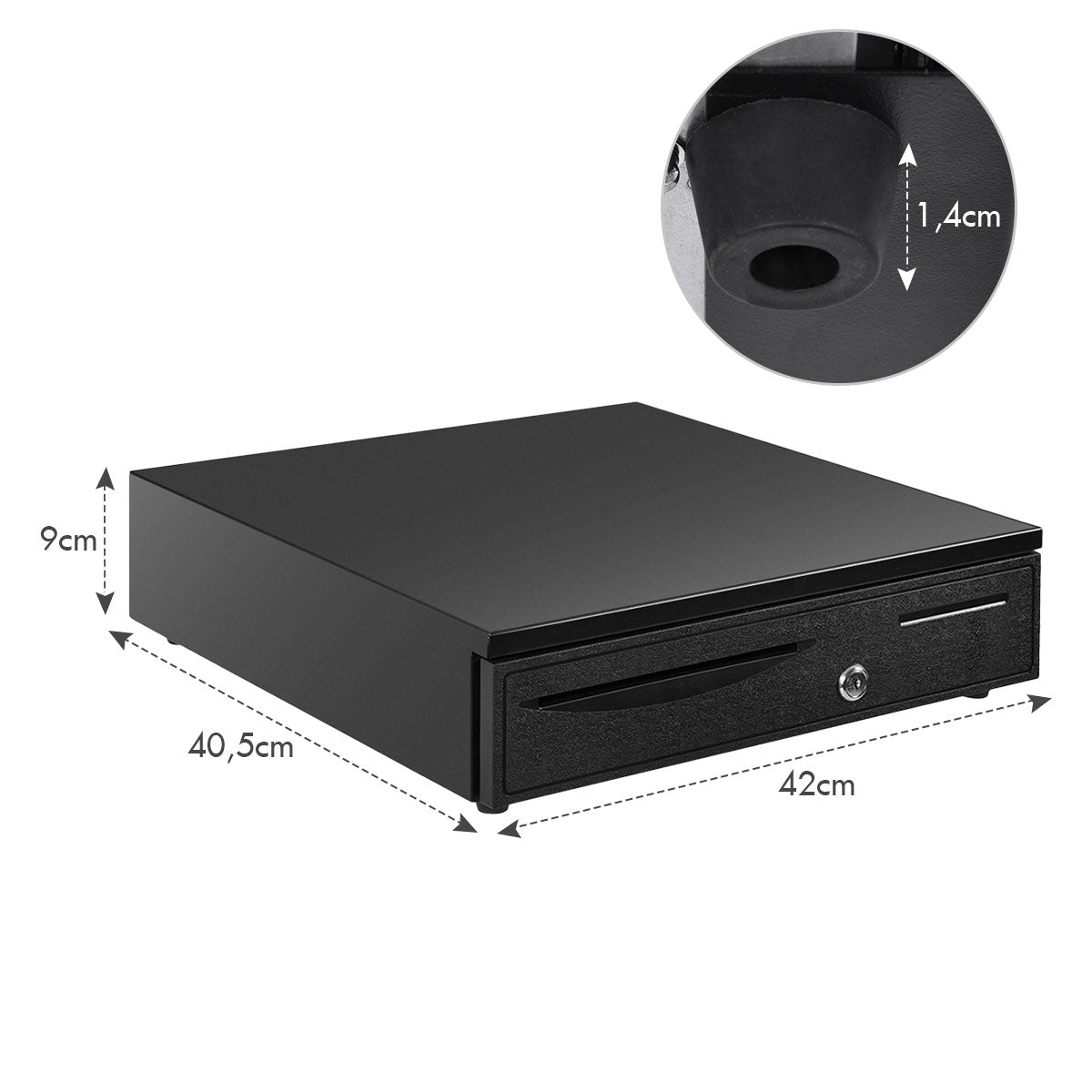 LIVSK Kassalade TA10071 - Volledig Stalen Constructie - 5 Biljet- en Muntvakken - Elektrisch en Handmatig - 40,5 x 42 x 9 cm -