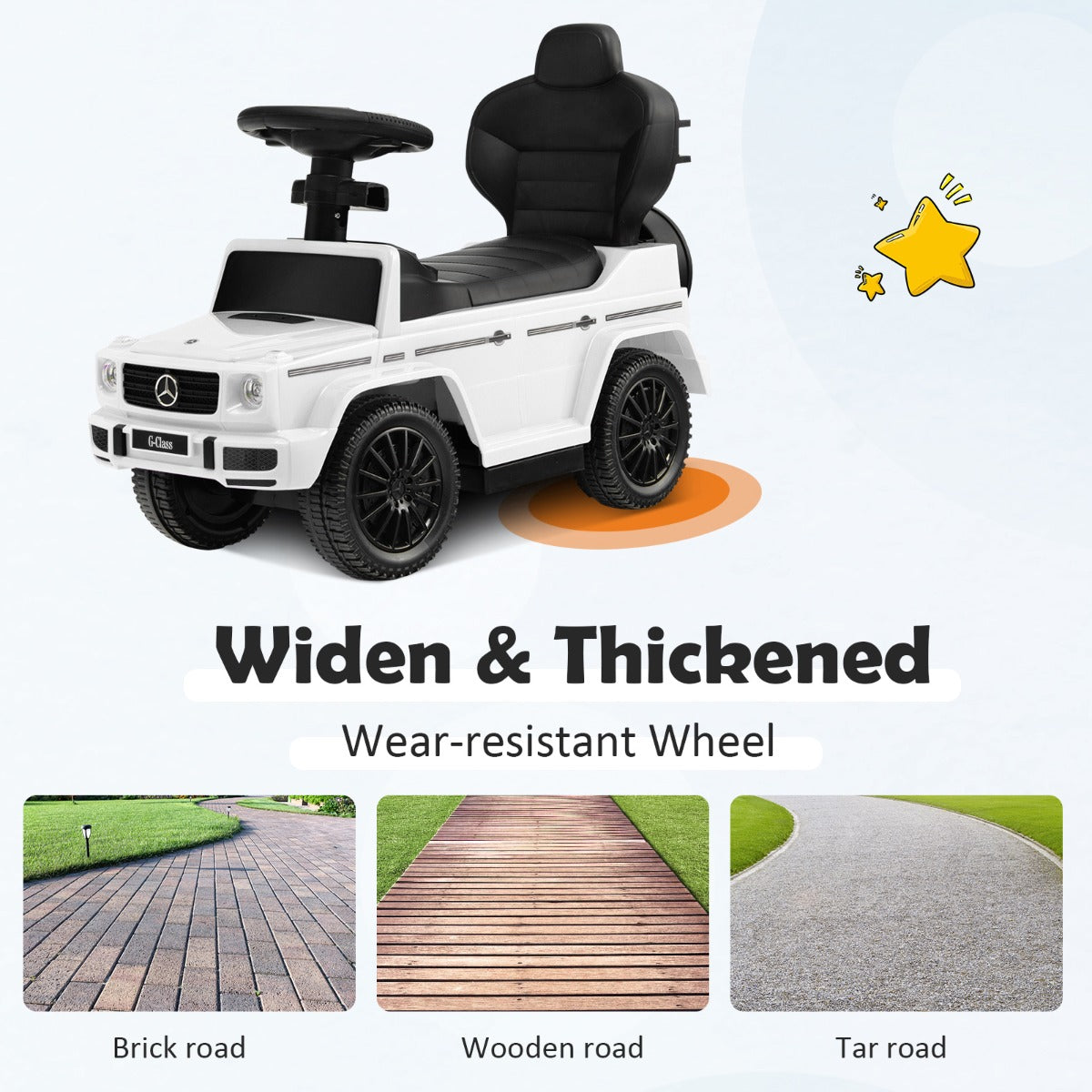 LIVSK 3-in-1 Loopauto voor Kinderen - Verstelbare Zonnekap - Beschermende Reiling - Interactieve Stuurknoppen - Tot 25 kg - Wit