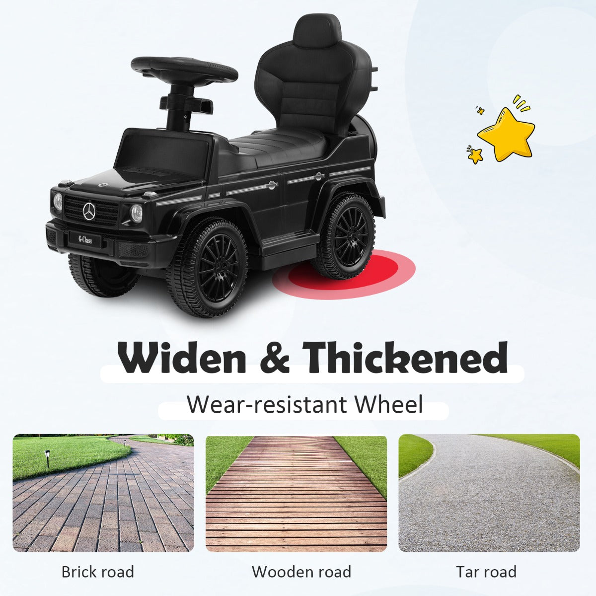 LIVSK 3-in-1 Loopauto voor Kinderen - Kinderwagen, Loopauto en Meerijdwagen - Verstelbare Zonnekap - Geluidseffecten - Zwart