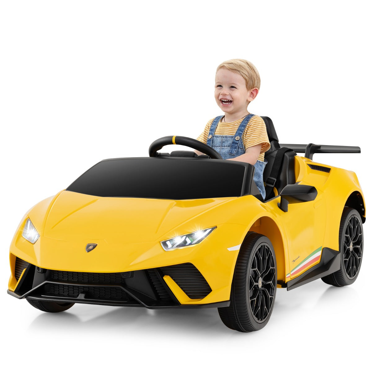 LIVSK Gelicentieerde Lamborghini Kinderauto - 2 Besturingsmodi - LED-verlichting - Veiligheidsharnas - Tot 30 kg - Zwart