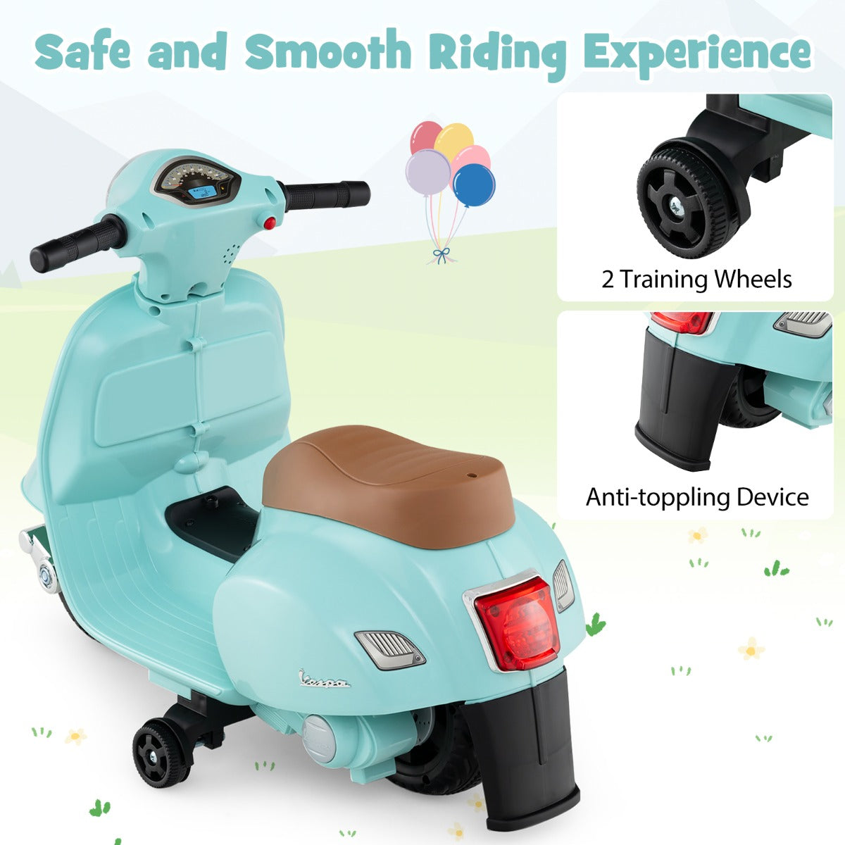 LIVSK Elektrische Kindermotorfiets - 30W Motor - LED-koplamp - Antikantelfunctie - Voor 18-36 maanden - Groen