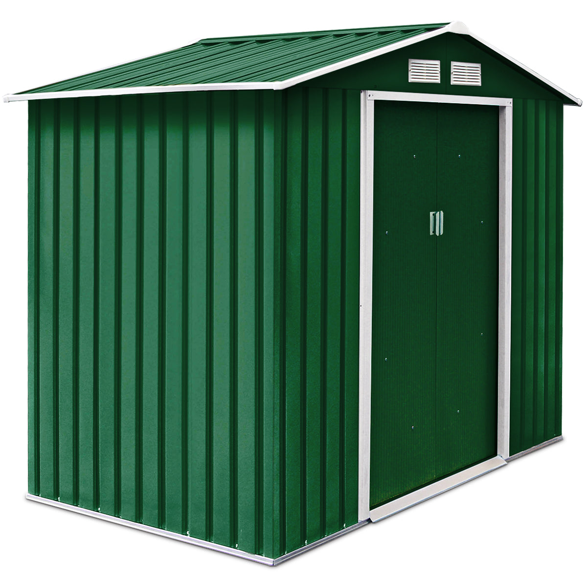LIVSK Tuinopslagloods - Stevig Stalen Frame - Anti-corrosie - Ventilatieramen - 277 x 191 x 192 cm - Donkergroen